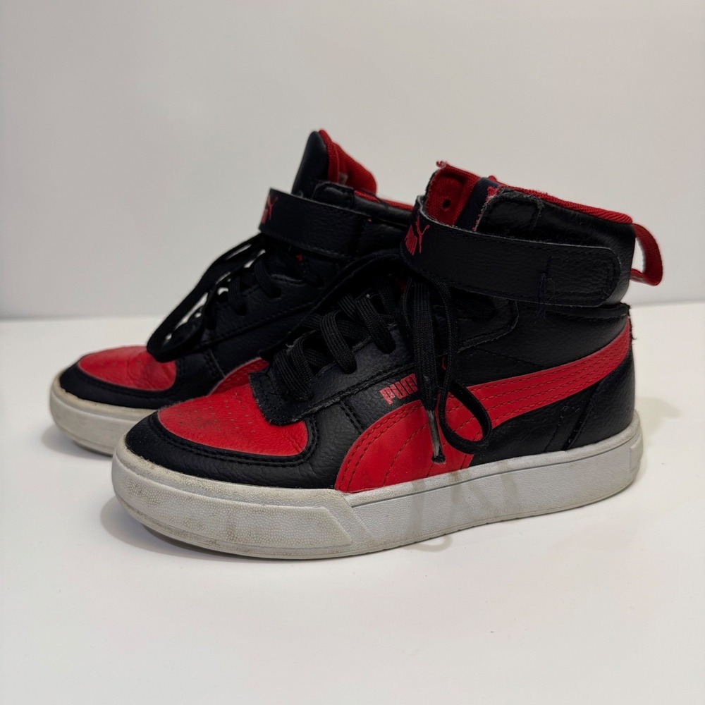 Puma Rebound Joy Kids High Top Sneaker Black Red 13C 390011-07